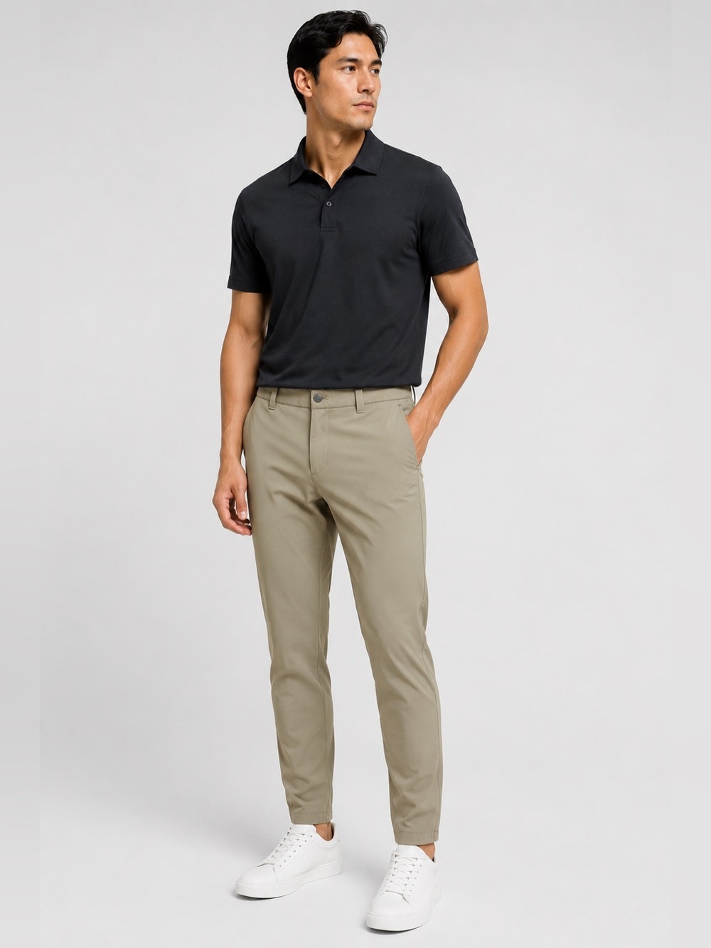 Lululemon Men’s Commission Pants 36 Khaki Beige Stretch ABC Slim Tapered Travel